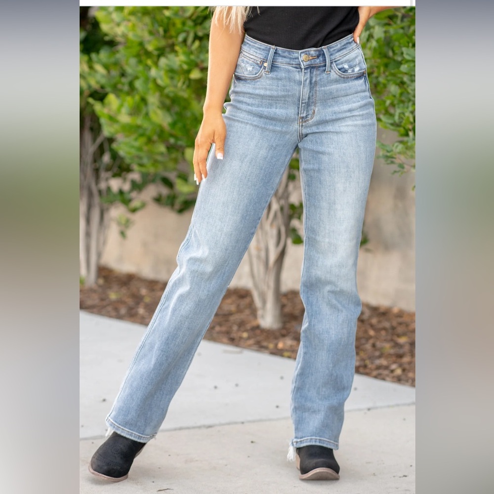 Judy‎ Blue Jeans Women 13/31 Denim Straight Fit Dad Stretch Distressed